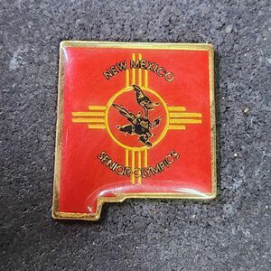New Mexico Red State Shaped Senior Olympic Games Collectible Enamel Lapel Pin